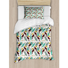 Toucan Bird Tropical Leaves Duvet Cover Set