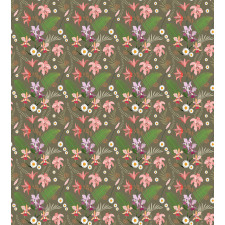 Ferns and Flowers Design Duvet Cover Set