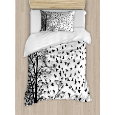 Flying Birds Tree Duvet Cover Set