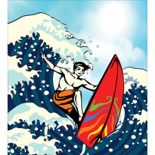 Summer Cartoon Surfing Boy Duvet Cover Set