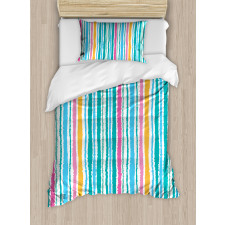 Stripes in Aquatic Colors Duvet Cover Set