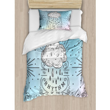 Listen Falling Rain Rhyme Duvet Cover Set