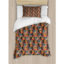 Colorful Cats Holding Hearts Duvet Cover Set