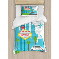 Cartoon Limo City Sign Duvet Cover Set