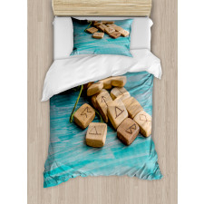 the Image of Wooden Pieces Duvet Cover Set