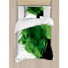 Tree Bushes Green Hair Duvet Cover Set