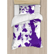 Butterflies and a Lady Duvet Cover Set