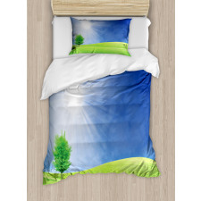 Sun Rays with Lonely Tree Duvet Cover Set