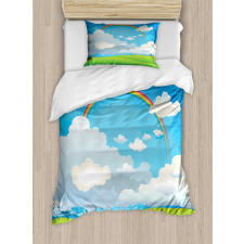 Rainbow and Lonely Tree Hills Duvet Cover Set
