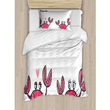 Funky Crab Couple and Heart Duvet Cover Set