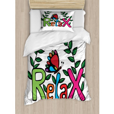 Phrase Butterfly and Leaves Duvet Cover Set