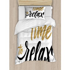 Coffee Time Conceptual Text Duvet Cover Set