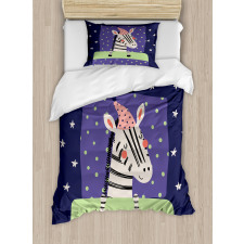 Sleeping Zebra in Nightcap Duvet Cover Set