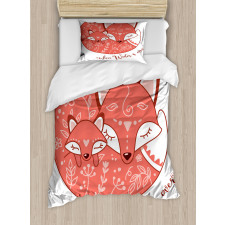 Sleeping Baby Fox and Mother Duvet Cover Set