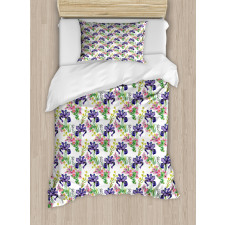Garden Blooming Tiny Orchids Duvet Cover Set