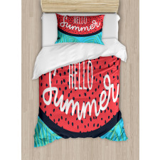 Watermelon Jungle Leaf Duvet Cover Set