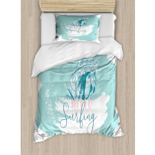Surfboard with Flowers Duvet Cover Set