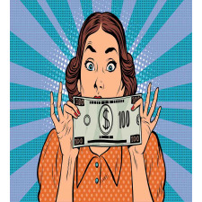 Woman Holding Dollar Bill Duvet Cover Set