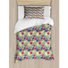 Poppy Flowers and Daffodils Duvet Cover Set