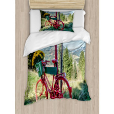 Mountain Landscape and Bike Duvet Cover Set
