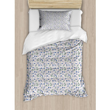 Blue Cornflowers and Leaves Duvet Cover Set