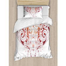 Stylized Drawn Elephant Head Duvet Cover Set