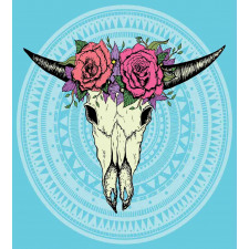 Buffalo Skull with Flowers Duvet Cover Set