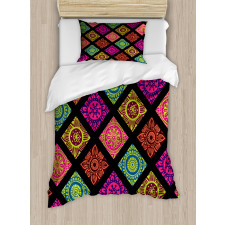 Flower Mandala Tile Colorful Duvet Cover Set