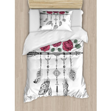 Hippie Feathers Arrow Rose Duvet Cover Set