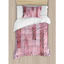 Pink Toned Rustic Planks Duvet Cover Set