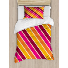 Angled Retro Style Lines Duvet Cover Set