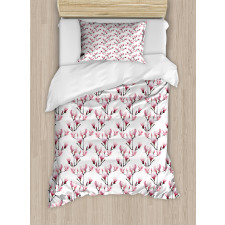 Magnolia Blossom on Branch Duvet Cover Set