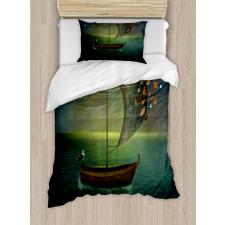 Boat Sailing in a Calm Sea Duvet Cover Set