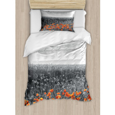 Flower Field Greyscale Design Duvet Cover Set