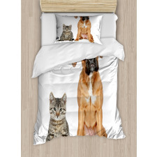 Cat Dog Animal Friends Duvet Cover Set