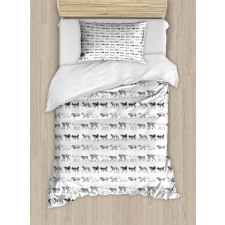 Sketch Art Different Breeds Duvet Cover Set