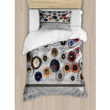 Several Wall Watches Photo Duvet Cover Set