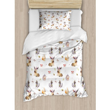 Hedgehog Moose Watercolors Duvet Cover Set