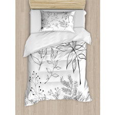 Sketched Botanical Theme Duvet Cover Set