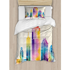 Outlined Monuments Skylines Duvet Cover Set