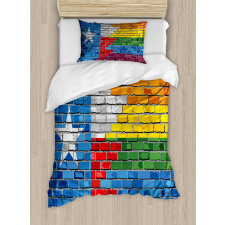 Brick Wall Grungy Texas Town Duvet Cover Set