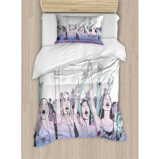 Girl in Front Row Cheering Duvet Cover Set
