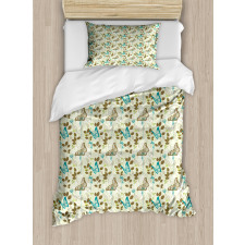 Monarch Butterfly and Palm Duvet Cover Set