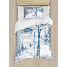 Landscape of Snowy Mountains Duvet Cover Set