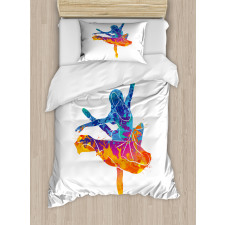 Colorful Ballerina Girl Pose Duvet Cover Set