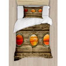 Rustic Wooden Ship Duvet Cover Set