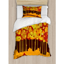 Forest in Autumn Cartoon Duvet Cover Set