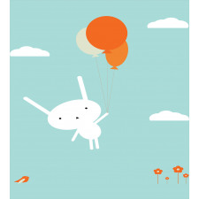 Flying Rabbit Balloons Sky Duvet Cover Set