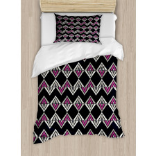 Native Folk Motifs Chevron Duvet Cover Set