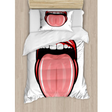 Open Mouth Tongue out Image Duvet Cover Set